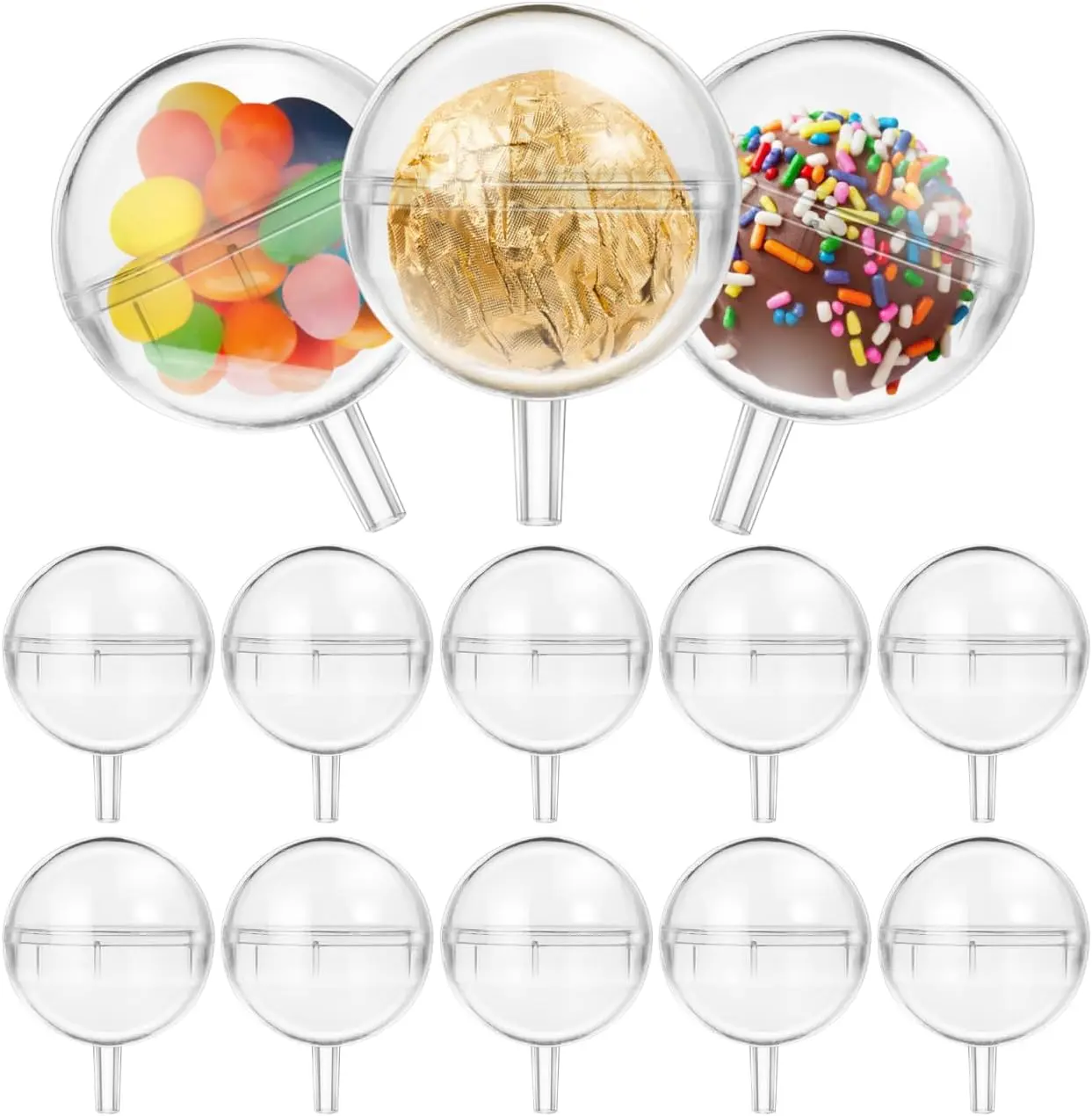 100 Pieces Clear Chocolate Box Holder, Transparent Truffle Bouquet Holder with Lids, Round Candy Packaging Cups for DIY Floral Arrangements, Birthday, Anniversary, Wedding Party Favors & Crafts
