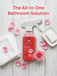xianly  Rose-Scented Bathroom Cleaning Bubbles Rose Fragrance Bathroom Cleaner, Gentle Liquid Spray for Smooth Glazed Surfaces, Tiles, Toilets & Sinks