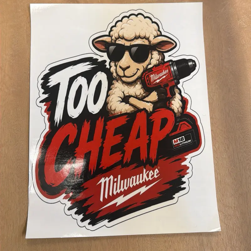 Milwaukee Waterproof too cheap sticker 11”x9”