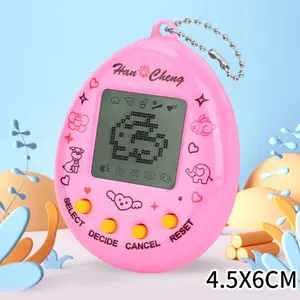 Han Cheng Mini Electronic Virtual Pet Machine Keychain Retro Handheld LCD Screen ABS Plastic Portable Game Toy Pocket Gift 4.5x6CM