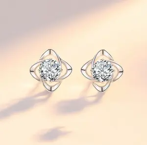 Sterling Silver Cubic Zirconia Stud Earrings for WomenHypoallergenic Simple Earring Studs Classic Fashion Jewelry