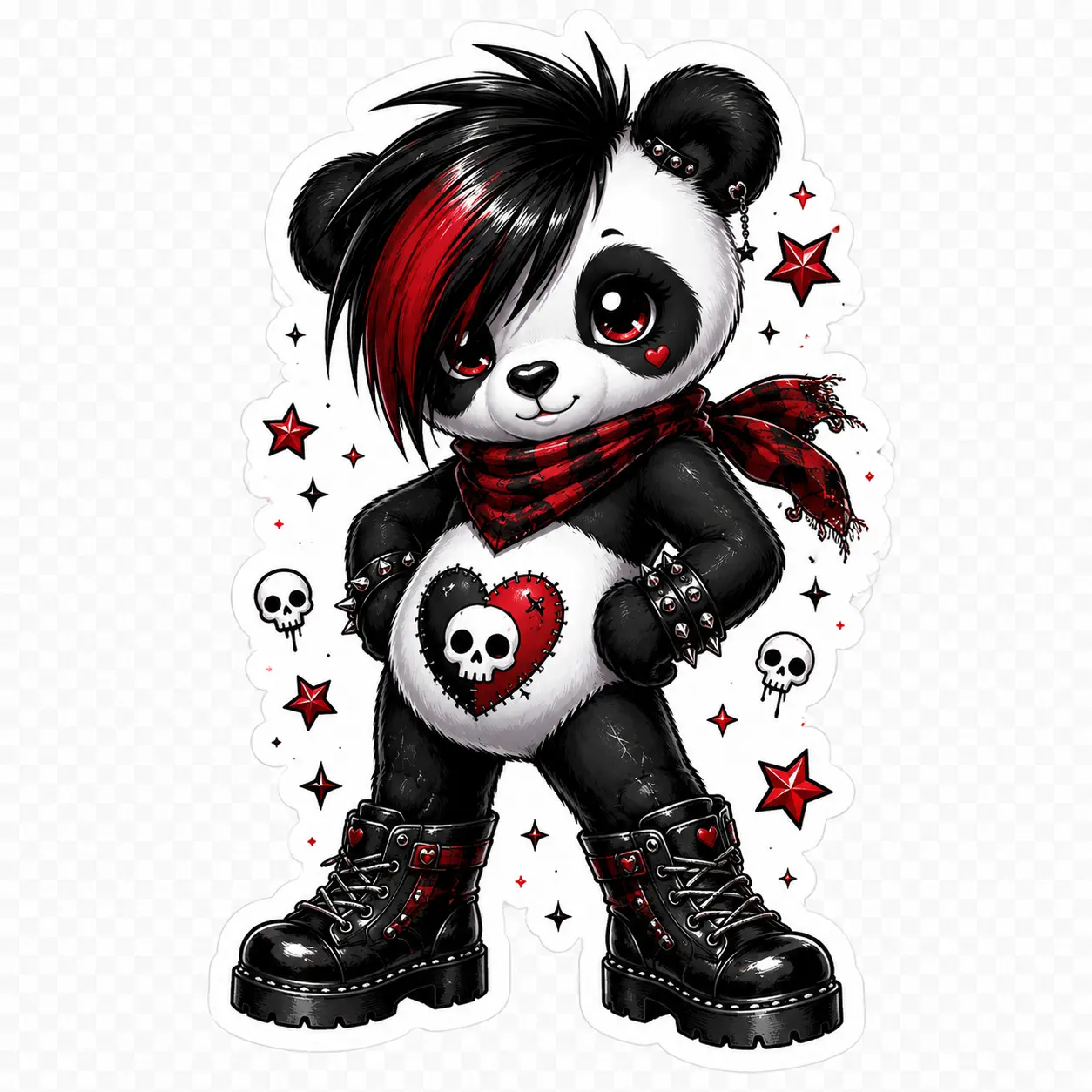 Emo Punk Teddy Bear Sticker Set