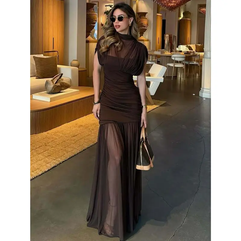 green emerald velvet dress Choco | Maxi Dress With Mesh Back main image 1