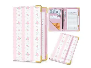 Cute Server Book for Waitress Serving PU Leather Zipper Pocket Pen Holder Fits Server Apron For Waitstaff