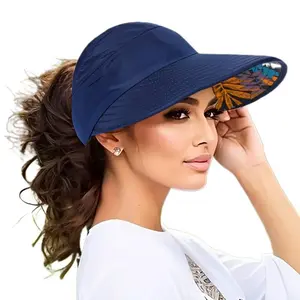 Fashion Wide Brim Sun Hat with Ponytail Hole - Bohemian Baseball Cap Design