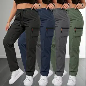 Women’s cargo casual pants, 1-pack — lightweight for summer, elastic waistband with drawstring, straight-leg athletic design, multiple pockets, quick-drying outdoor trousers fathersdaygift