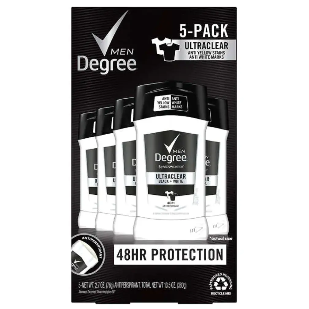 Degree Men's 5-Pack Ultra Clear Black + White Solid Antiperspirant Deodorant 2.7oz (76g)