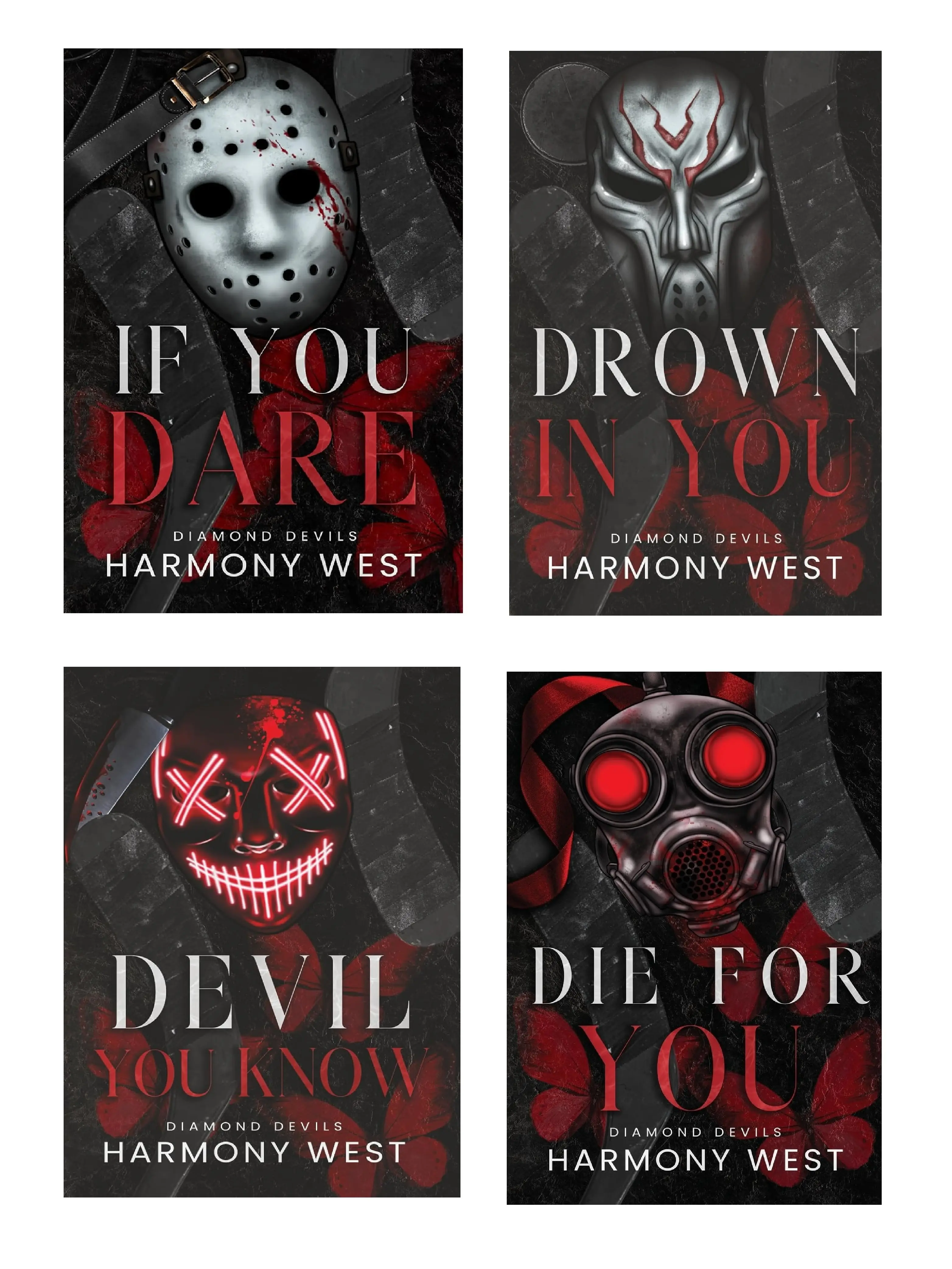 Diamond Devils 4-Book Spicy Dark Demon Romance Series by Harmony West - Trade Paperback, Book 1: If You Dare, Drown in You, Devil You Know, Die for You, Booktok Edition