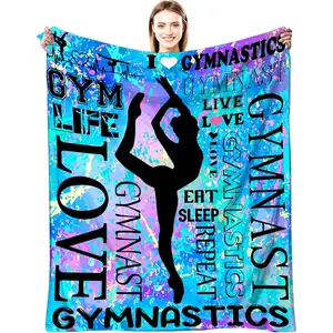 Gymnastics Gifts for Girls Gymnastics Blanket Ultra Soft Flannel Gymnast Merch Throw Blanket Gymnastics Gifts for Gymnasts Team Gymnastics Lovers Stuff 50"x40"