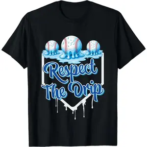Respect The Drip Baseball Drip Boys Ice Cream Drip T-Shirt Crewneck Shortsleeve
