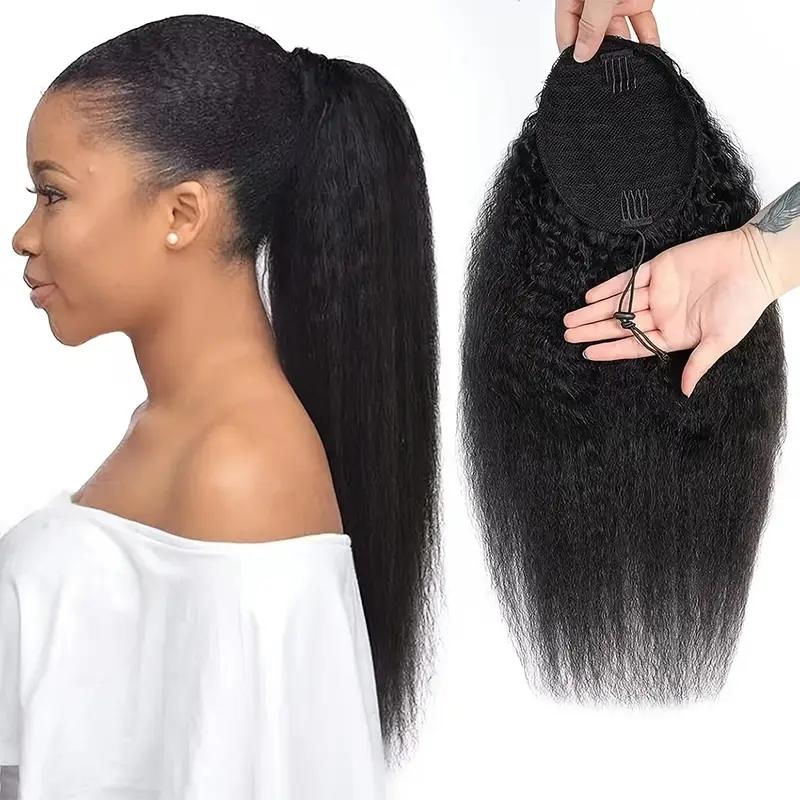 RIVERWOOD Drawstring Ponytail Extension 120g Straight 70% Real Human And 30% Heat-Resistant Synthetic Fiber Blend for Natural Feel Quick & Convenient Application Perfect for Everyday Wear Wearable