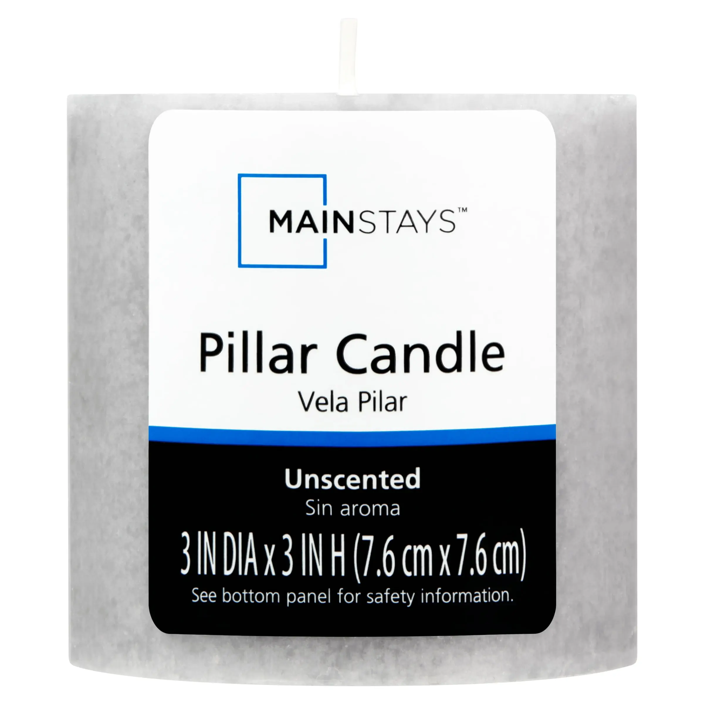 Mainstays Unscented Decorative Mottled Pillar Candles, 3x3inch tall, Gray Mottled Color