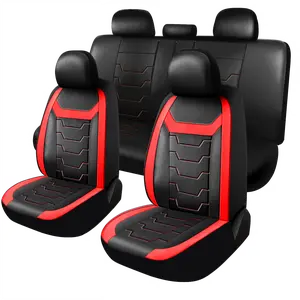 Universal Fit For Most 4 Door 2 Row 5 Seats Car Seat Covers Front Rear Full Set Protectors,Leather Seat Covers Car Seat Cushion Protector Interior Decoration