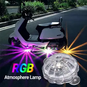 Car Motorcycle LED Underglow Lights, Colorful Atmosphere Lamp, Round Decorative Light, Flashing Flowing Underglow Lights, Customizable Glow