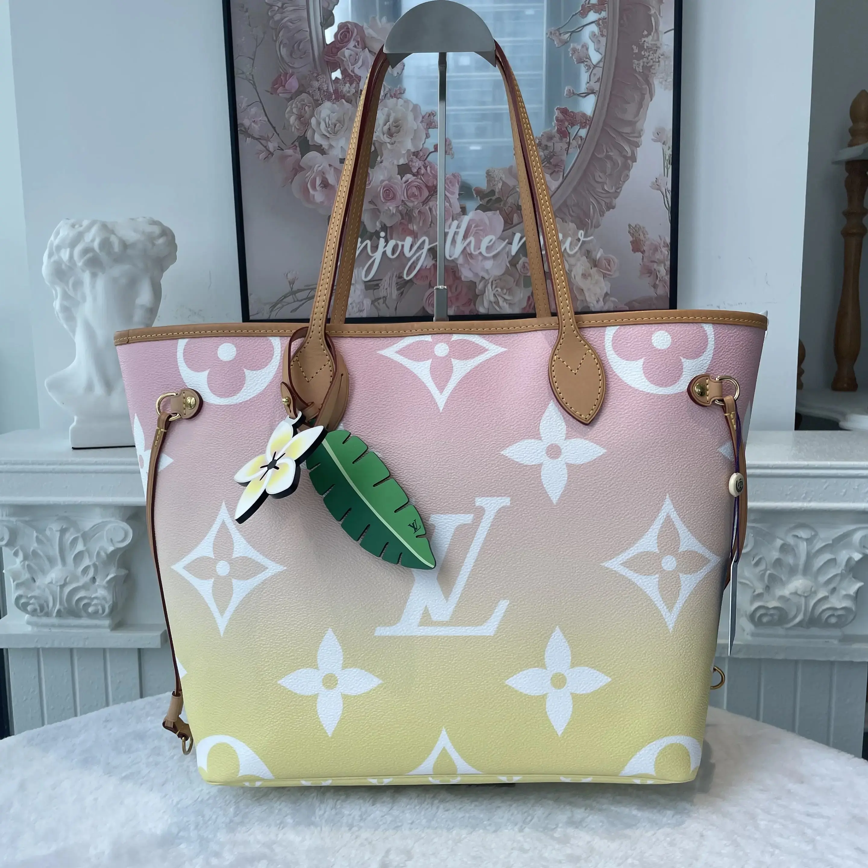 Pre-owned Louis Vuitton Canvas Tote Bags BJ110MC050105 Neverfull MM By The Pool Tote Bag