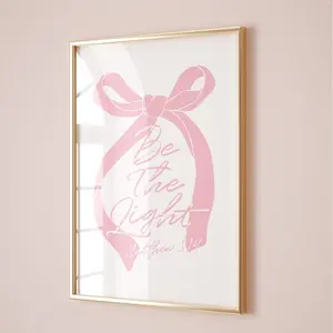 MIRRO Pink Bow Print, Preppy Wall Art, Coquette Poster No Frame, Bible Verse Matthew 5:14 Quote Wall Art, College Apartment Decor, Girly Room Aesthetic