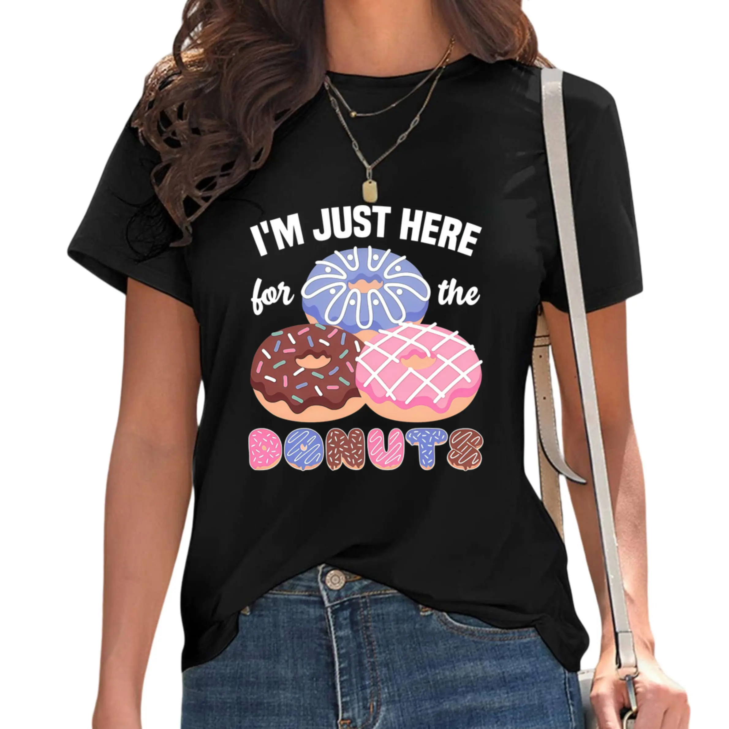 Casual Loose Summer T-Shirt with a Fun Donut Print