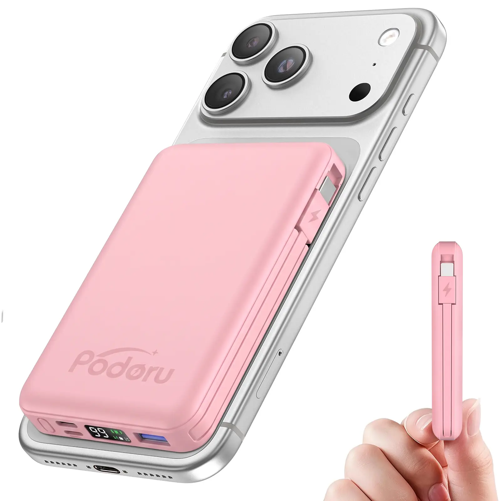 Power Bank, Portable Charger Power Bank, Power Bank Charger, Magnetic Mobile Power Bank with Cable, 10000mAh Portable Wireless Charger, 22.5W PD Fast Charging, LED Display, Battery Pack Compatible with iPhone 17/16/15/14/13/12 Pro/Pro Max