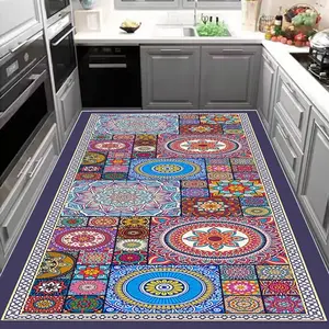 Colorful Geometric Pattern Kitchen Rug, Non-slip Kitchen Mat, Waterproof Kitchen Runner, Kitchen Decor, Home Decor