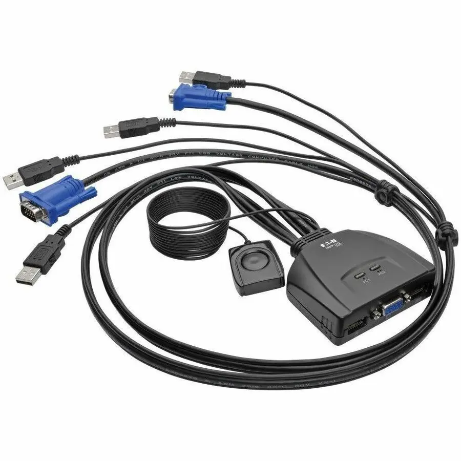Tripp Lite 2-Port USB/VGA Cable KVM Switch with Cables & USB Peripheral Sharing