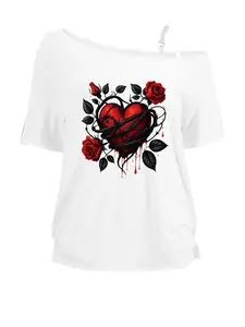 Women's Plus Size Casual Top, One-Shoulder Short Sleeve Blouse, Unique Pattern, Medium Stretch Fabric, Summer Comfort Fit