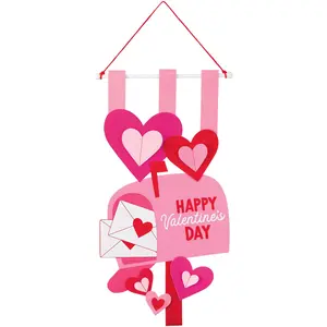 Valentine's Day 3D Felt Banner with Hearts and Mailbox