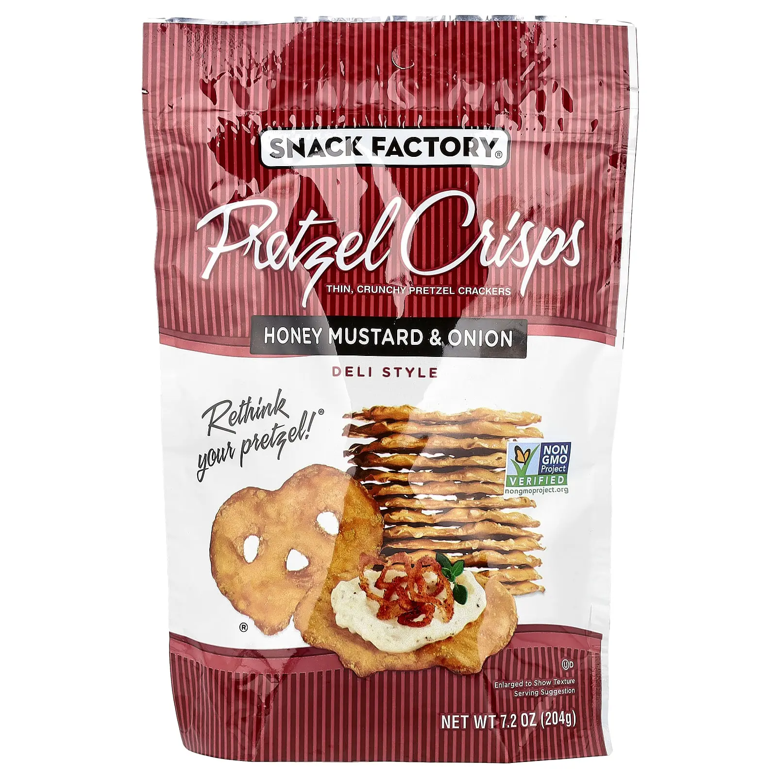 Snack Factory Pretzel Crisps, Honey Mustard & Onion, Deli Style , 7.2 oz (204 g) Snack Factory Pretzel Crisps, Honey Mustard & Onion, Deli Style , 7.2 oz (204 g)