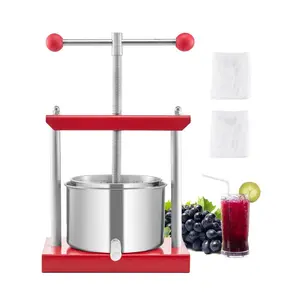 VEVOR 0.8 Gal/3L Fruit Wine Press, 2 Stainless Steel Barrels, Manual Juice Maker, Cider Apple Grape Tincture Honey Olive Oil Making Press with T-Handle for Outdoor Kitchen Home