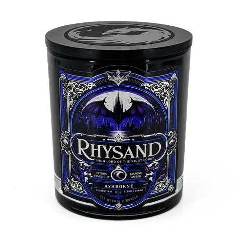 Rhysand - ACOTAR inspired 8oz Scented Candle - Citrus, Jasmine, Sea, Amber, Starlight - Natural Coconut Wax - 35 h Burn Time - Bookish Aroma Decor