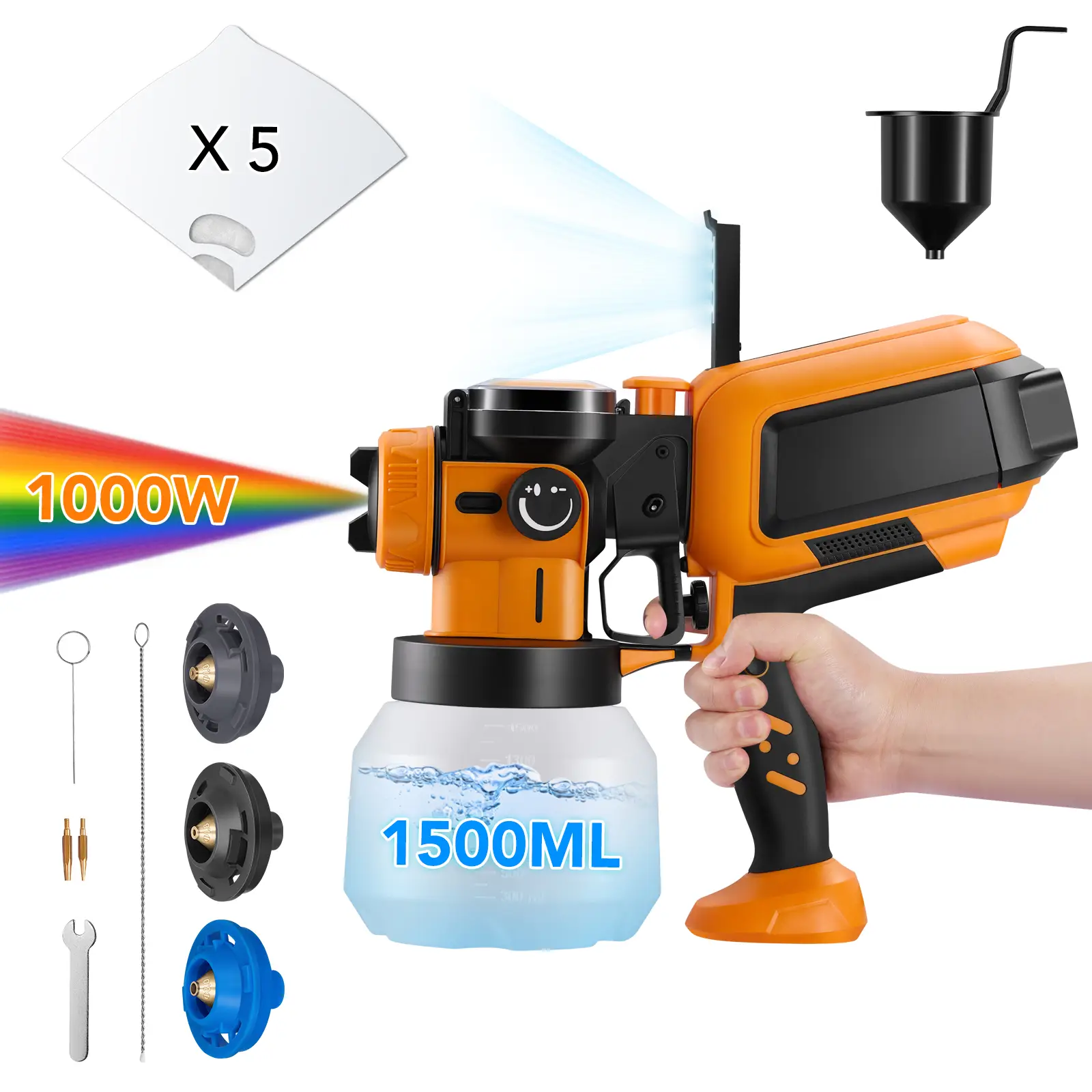 This Hill 1000W HVLP Electric Paint Sprayer with 3 Nozzles & 3 Spray Patterns, High Power Paint Gun for Home, Fence, Wall, Furniture, Cleaning & Blowi