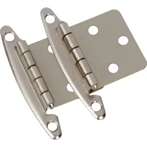 (25 Pairs Pack/50 Pcs) Nickel, Non Self Closing/Free Swinging Variable Overlay Flush Cabinet Hinge