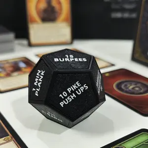 Black D12 Workout Dice 12-Sided Fitness Challenge Dice with Exercise Punishments Burpees Plank Push Ups Gym Game Dice for Home Workout