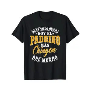 Ultimate Dad Pride: "Soy El Padrino Mas Chingon Del Mundo" Black T-Shirt - 100% Cotton, Round Neck, Short Sleeve, Loose Fit, Machine Washable - Perfect Gift For Men, Dad, Husband, Grandpa, Fathers Day Gift