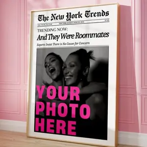And They Are Roommates Custom Newspaper Print Poster, Personalized College Dorm, Roommates Art Prints Posters - Frame Not Included (Send Images Via Message)