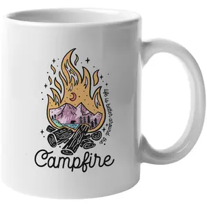 Life Is Better Around the Campfire with Camping Bonfire Art Merch Gift, White 11oz Ceramic Mug