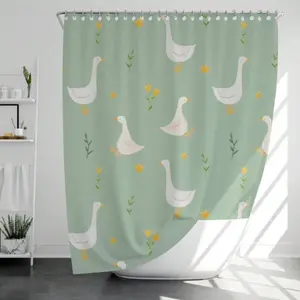 1pc Christmas Cute Goose Shower Curtain Includes 12 Plastic Hooks 2D Flat High Definition Digital Printing Polyester Fabric Bathroom Partition Curtain For Windows Walls & Bathtub Home Decor All Season Universal  Modern Bathroom Decor Housewarming Gift