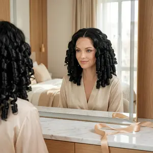 Natural Black 20in Spring Curls Lace Front Wig Soft Bouncy Curls Synthetic/Human Hair Wig