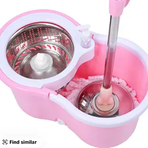 Viral Pink Spin Mop Bucket Set with 3 Extra Refills | Stainless Steel 360° Rotating Mop for Home, Kitchen & Bathroom