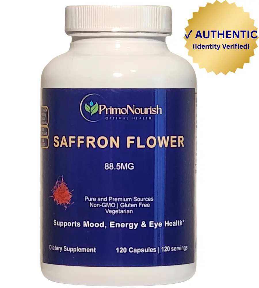 Authentic Saffron Extract Supplement Capsules for Mood, Focus & Energy - 88.5 mg Per Capsule, 120 Capsules (2-4 Month Supply), Non-GMO, Vegetarian, Made in USA, Third-Party Tested