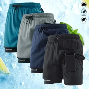 Men's Summer Sports Running Shorts New Four-Piece Set with Double-Layer Lining Suitable for Gym Workouts and Marathon Training