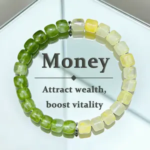 Money-Attracting Healing Crystal Bracelet, Citrine & Green Phantom Quartz, May Birthstone, Symbolizing Abundance Vitality for Emotional Healing Fashion Jewelry, Unisex, Ideal Mother's Day / Teacher's Day / Nurses' Day Gift