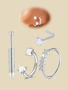 18g Horseshoe Nose Ring, Cz Nose Ring, Stainless Steel Heart Shaped Tragus Cartilage Earring, Ear Helix Jewelry for Women, Nose Piercing Jewelry, Body Jewelry