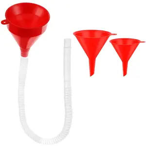 3 Pack Automotive Oil Funnels Set, Right Angle Funnels,  Plastic Long  Gas Fluid Funnel Kit with 23" Flexible Removable Hose for Water, , Oil Change
