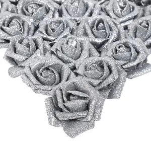 Artificial Roses,25 pieces Foam Glitter Roses Glitter Foam Rose Foam Rose with Stem for DIY Wedding Bridal Bouquet Home Party Decoration