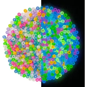 Pony Beads Glow in The Dark 860 count Neon Beads, Friendship Bracelet Beads 9mm Luminous Bulk Beads for Hair Braiding, Colored UV Beads for Crafts Kandi Beads Kit