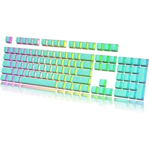 Pudding Keycaps Set | Doubleshot PBT Keycap Set | Full 108 OEM Profile Key Set | ANSI -Layout | for Mechanical Keyboard | Compatible with Cherry MX, Gateron, Kailh, Outemu | Blue