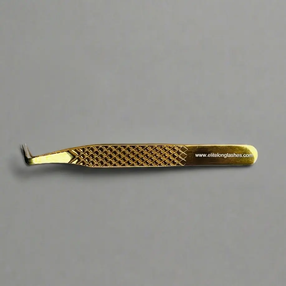 L-Shaped Mega Volume Tweezer — 80° Diamond Grip Professional Eyelash Extension Tweezers