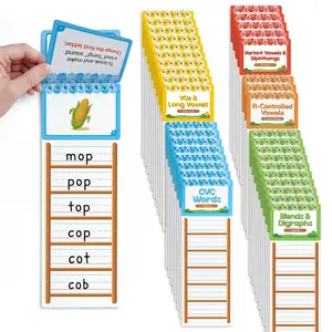 Phonics Word Ladders Build Book, Phonics Flash Cards, Sight Words Reading Spelling Games Phonics Flip Books for Kids Classroom Homeschool Preschool Learning Activity