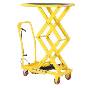 Garvee Heavy Duty Hydraulic Lift Table Cart 330LB Capacity, Double Scissor Lift Table with 50.5" Lifting Height, Non-Slip Platform & Locking Wheels for Garage, Warehouse, Workshop, Yellow