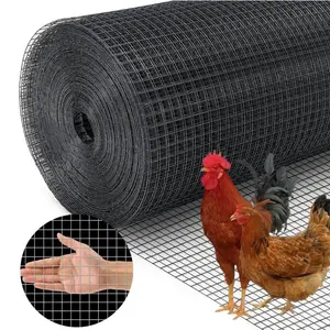 Black Hardware Cloth 1/2 inch Mesh 48inx100ft 19Gauge, Vinyl Coated Wire Mesh Roll Chicken Wire Fencing Wire Fence Roll Tree Guard Wire Mesh Fence Rat Wire Garden Fencing